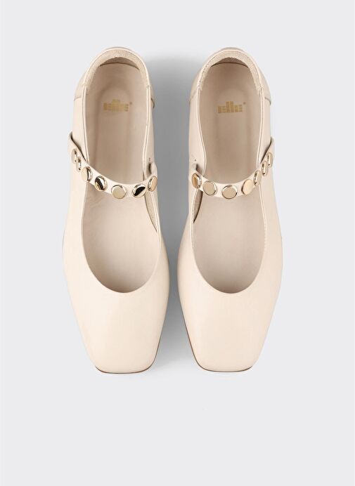 Bej Deri Kadın Günlük Ayakkabı - Görsel 5