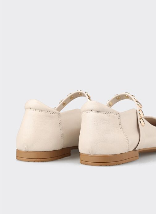 Bej Deri Kadın Günlük Ayakkabı - Görsel 6