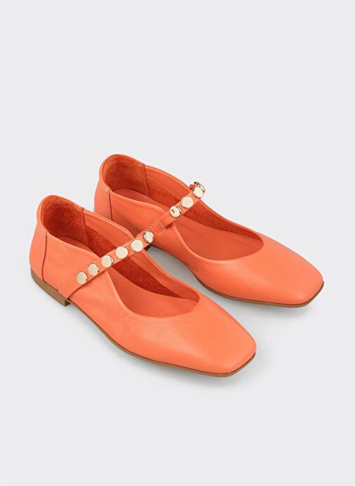 Turuncu Deri Kadın Günlük Ayakkabı - Görsel 3