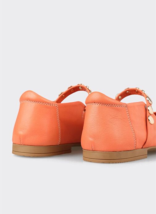 Turuncu Deri Kadın Günlük Ayakkabı - Görsel 6