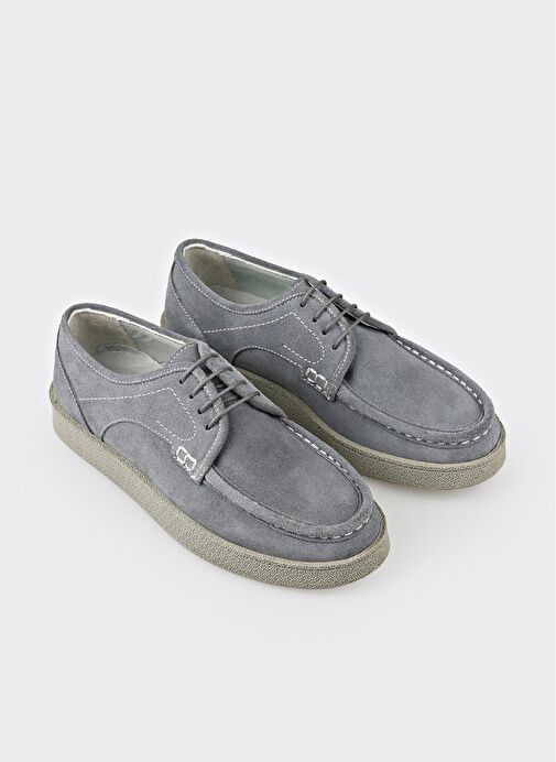 Gri Deri Erkek Günlük Ayakkabı - Görsel 4