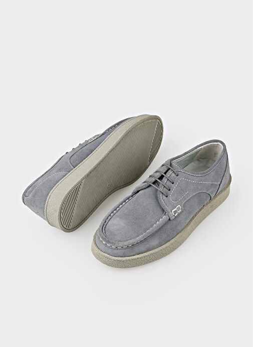 Gri Deri Erkek Günlük Ayakkabı - Görsel 7