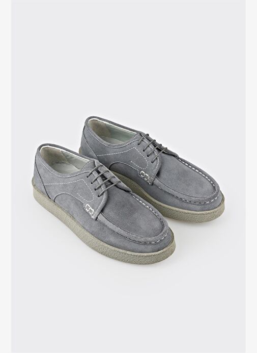 Gri Deri Erkek Günlük Ayakkabı - Görsel 5