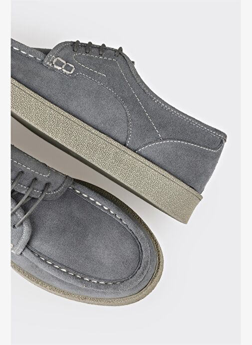 Gri Deri Erkek Günlük Ayakkabı - Görsel 11