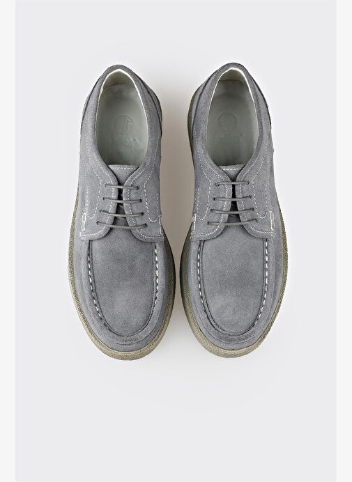 Gri Deri Erkek Günlük Ayakkabı - Görsel 8