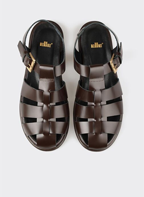 Kahve Deri Kadın Sandalet - Görsel 5