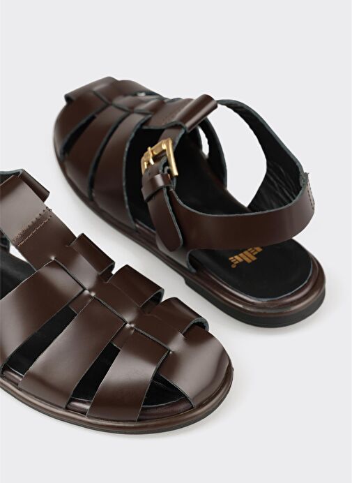 Kahve Deri Kadın Sandalet - Görsel 10