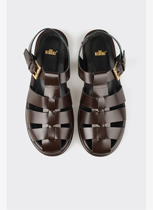 Kahve Deri Kadın Sandalet - Görsel 9