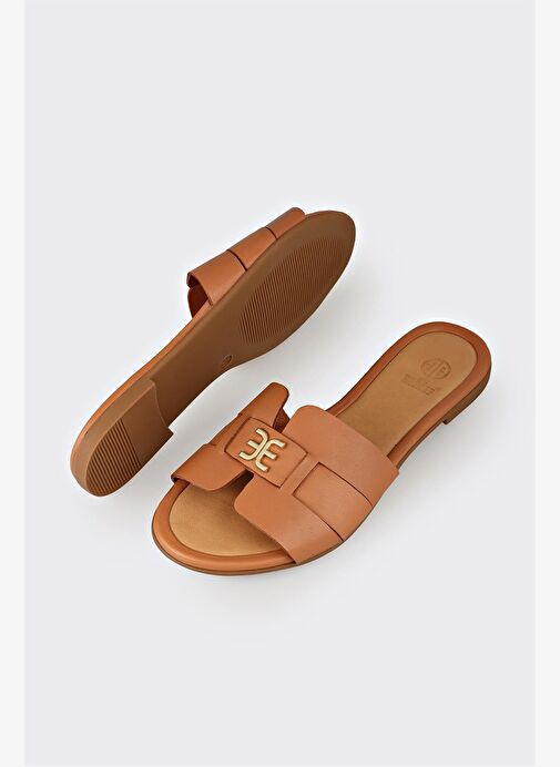 Taba Deri Kadın Terlik - Görsel 3