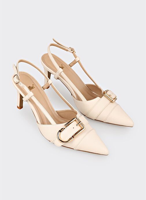 Ekru Kadın Topuklu Ayakkabı - Görsel 3