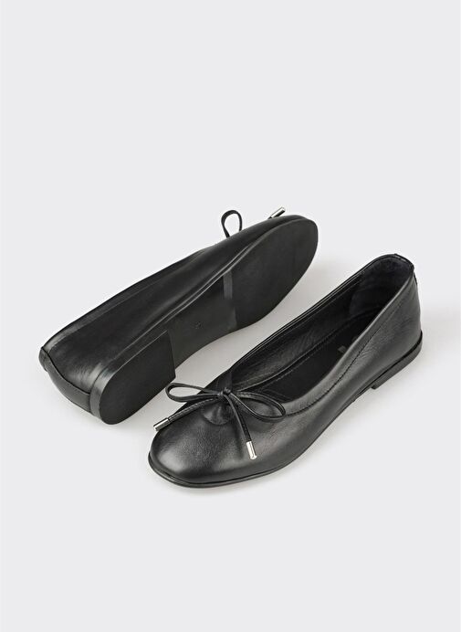 Siyah Deri Kadın Günlük Ayakkabı - Görsel 4