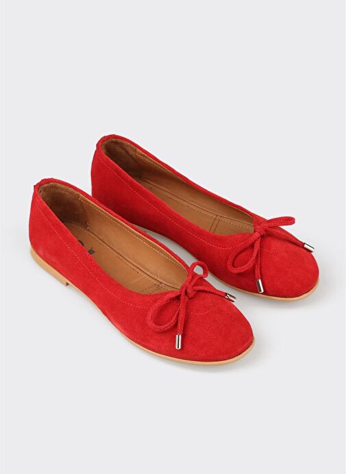 Kırmızı Deri Kadın Günlük Ayakkabı - Görsel 3