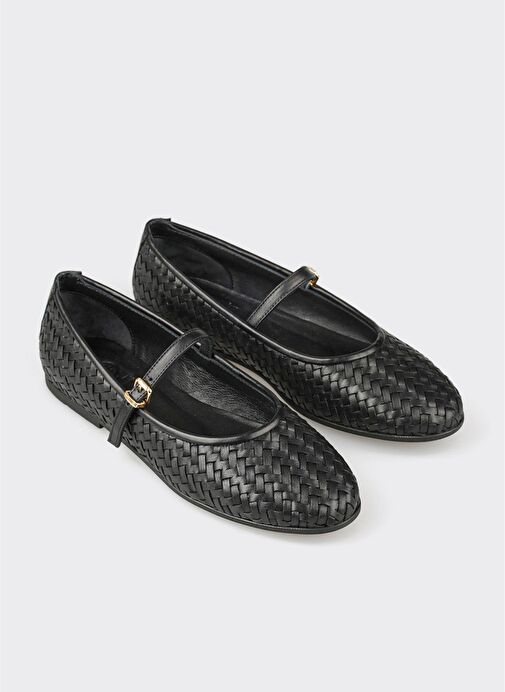 Siyah Deri Kadın Günlük Ayakkabı - Görsel 5