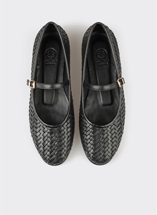 Siyah Deri Kadın Günlük Ayakkabı - Görsel 8