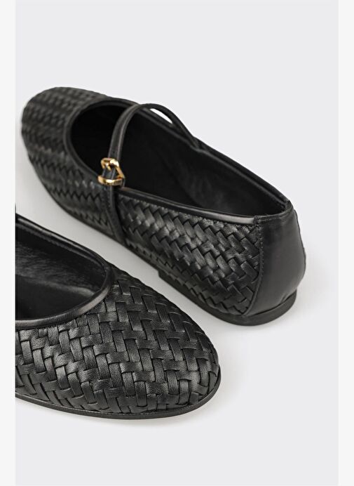 Siyah Deri Kadın Günlük Ayakkabı - Görsel 10