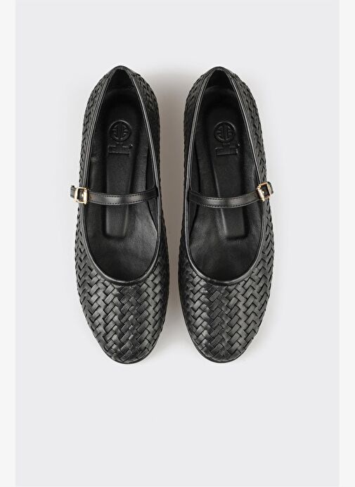 Siyah Deri Kadın Günlük Ayakkabı - Görsel 9