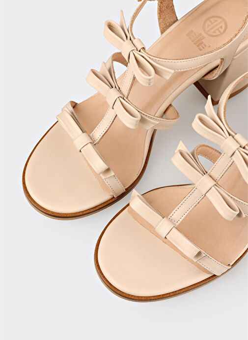 Bej Deri Kadın Sandalet - Görsel 5