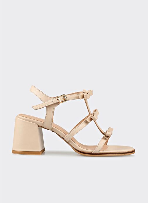 Bej Deri Kadın Sandalet - Görsel 2