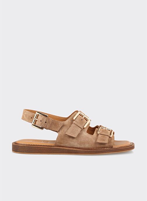 Taba Deri Kadın Düz Sandalet - Görsel 2