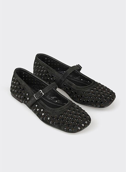 Siyah Deri Kadın Günlük Ayakkabı - Görsel 3