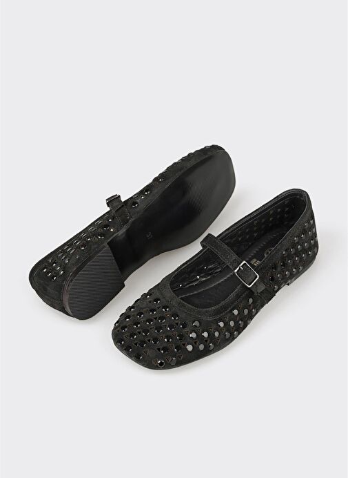 Siyah Deri Kadın Günlük Ayakkabı - Görsel 4