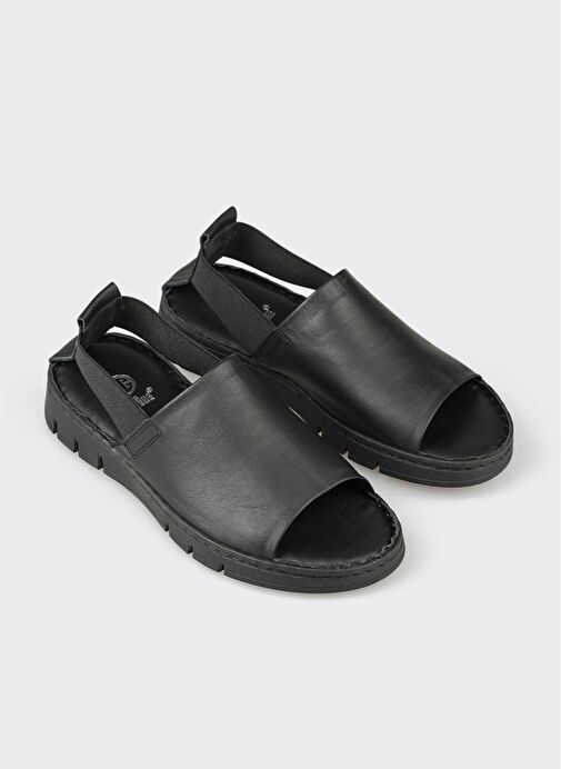 Siyah Deri Kadın Spor Sandalet - Görsel 3