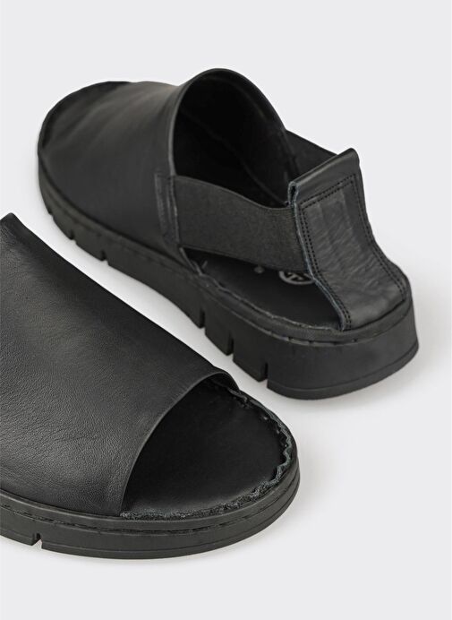 Siyah Deri Kadın Spor Sandalet - Görsel 6