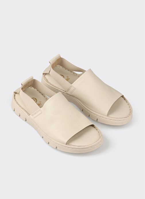 Ekru Deri Kadın Spor Sandalet - Görsel 3