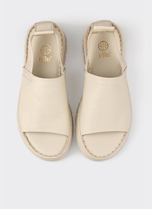 Ekru Deri Kadın Spor Sandalet - Görsel 5