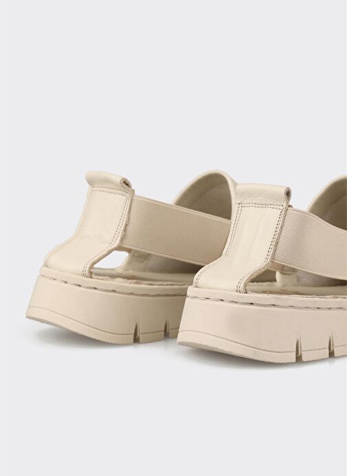 Ekru Deri Kadın Spor Sandalet - Görsel 6