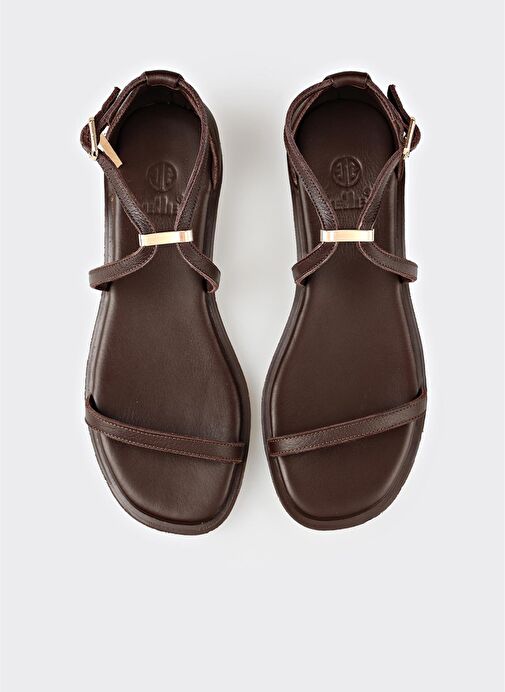 Kahve Deri Kadın Sandalet - Görsel 5