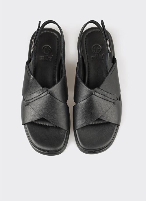 Siyah Deri Kadın Sandalet - Görsel 9