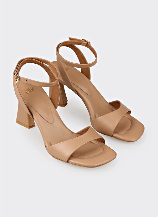 Naturel Deri Kadın Topuklu Sandalet - Görsel 3