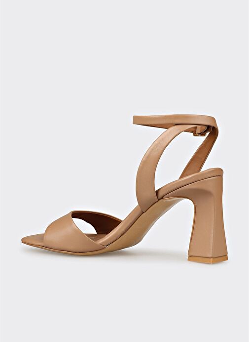 Naturel Deri Kadın Topuklu Sandalet - Görsel 4