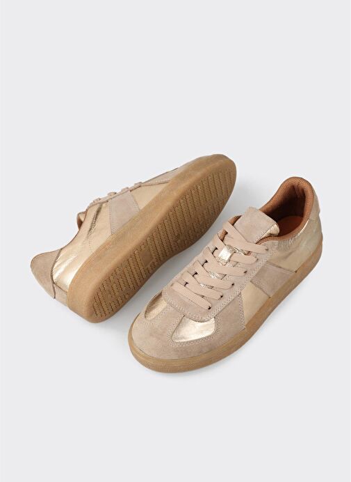 Bej Deri Kadın Spor Ayakkabı - Görsel 6