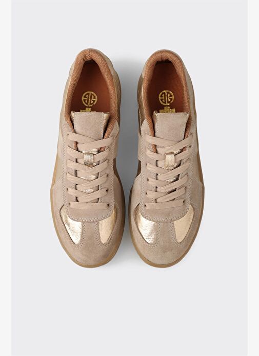 Bej Deri Kadın Spor Ayakkabı - Görsel 8