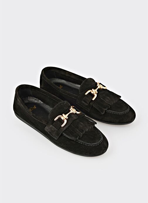 Siyah Deri Kadın Günlük Ayakkabı - Görsel 3