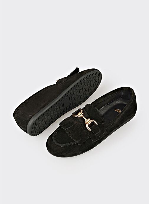 Siyah Deri Kadın Günlük Ayakkabı - Görsel 4