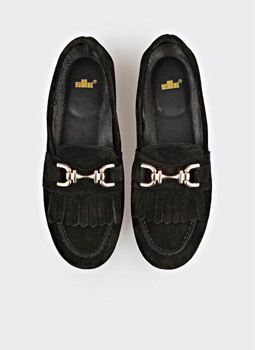 Siyah Deri Kadın Günlük Ayakkabı - Görsel 5