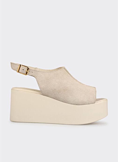 Bej Deri Kadın Sandalet - Görsel 2