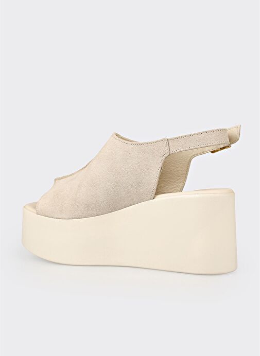 Bej Deri Kadın Sandalet - Görsel 5