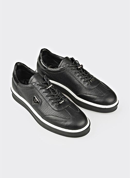 Siyah Deri Erkek Spor Ayakkabı - Görsel 4