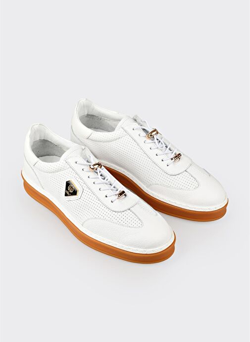 Beyaz Deri Erkek Spor Ayakkabı - Görsel 3