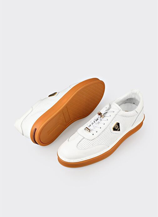Beyaz Deri Erkek Spor Ayakkabı - Görsel 4