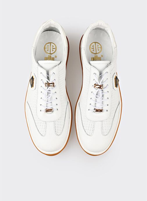 Beyaz Deri Erkek Spor Ayakkabı - Görsel 5