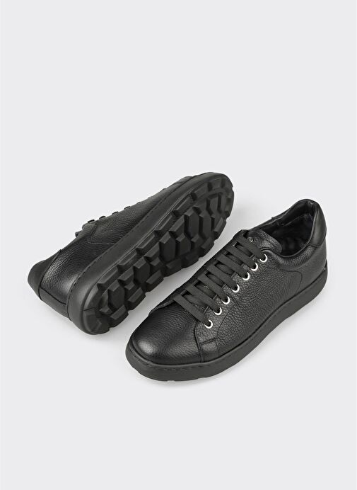 Siyah Deri Erkek Günlük Ayakkabı - Görsel 4