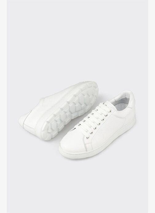 Beyaz Deri Erkek Günlük Ayakkabı - Görsel 6