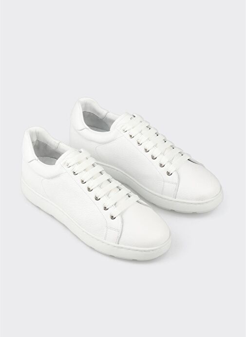 Beyaz Deri Erkek Günlük Ayakkabı - Görsel 4