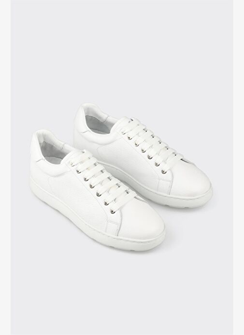 Beyaz Deri Erkek Günlük Ayakkabı - Görsel 5