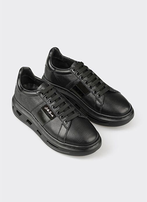 Siyah Deri Erkek Spor Ayakkabı - Görsel 3